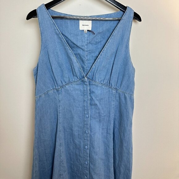 REFORMATION Sebastien Denim Midi Dress in Savannah Size US 12 - Picture 4 of 10